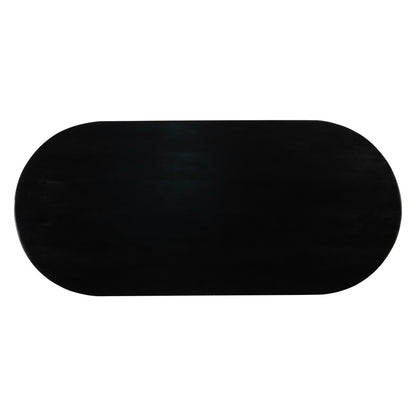 81" Black Solid Wood and Wood Pedestal Base Oval Dining Table