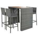 Five Piece Brown and Gray Solid Wood Dining Set with Four Chairs