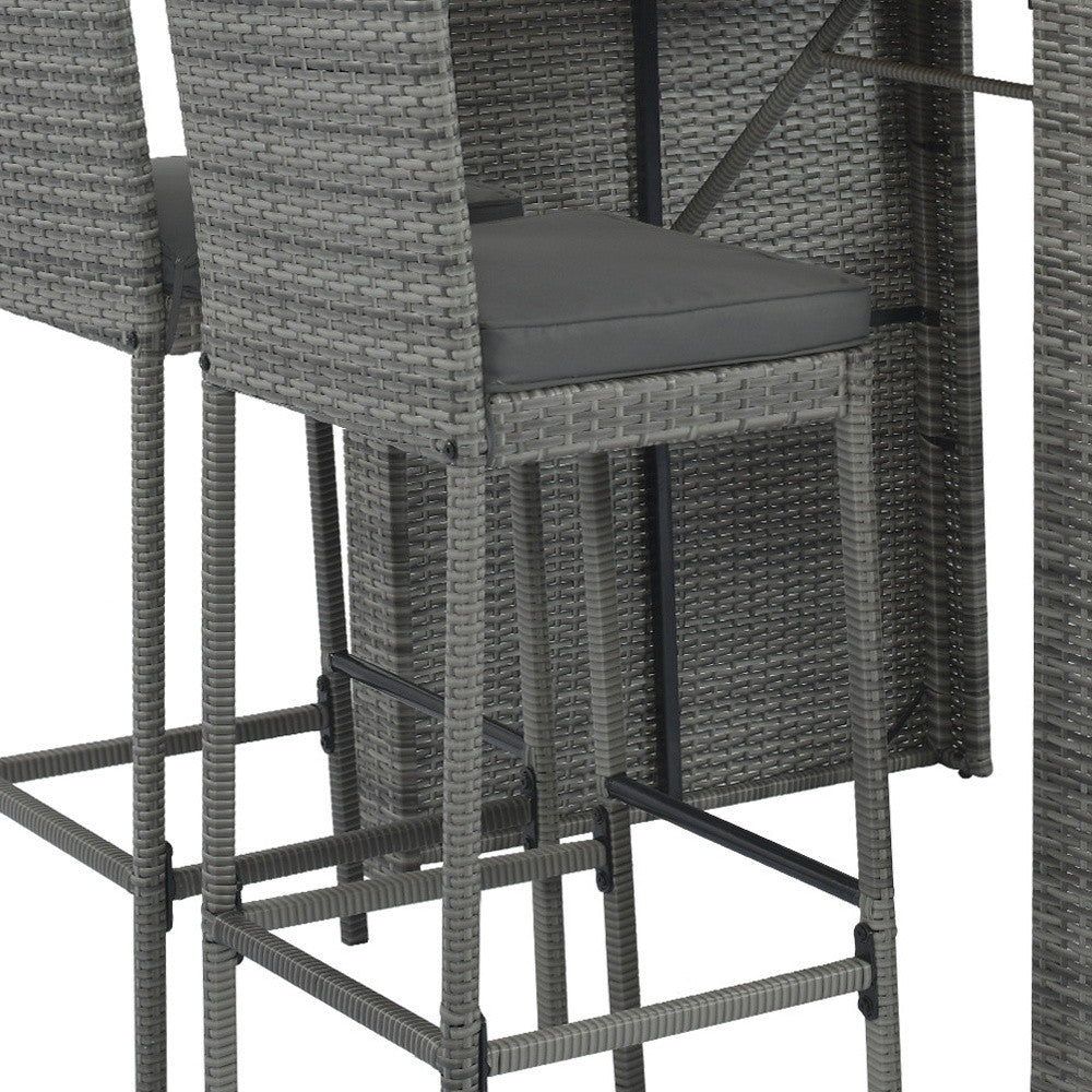 Five Piece Brown and Gray Solid Wood Dining Set with Four Chairs