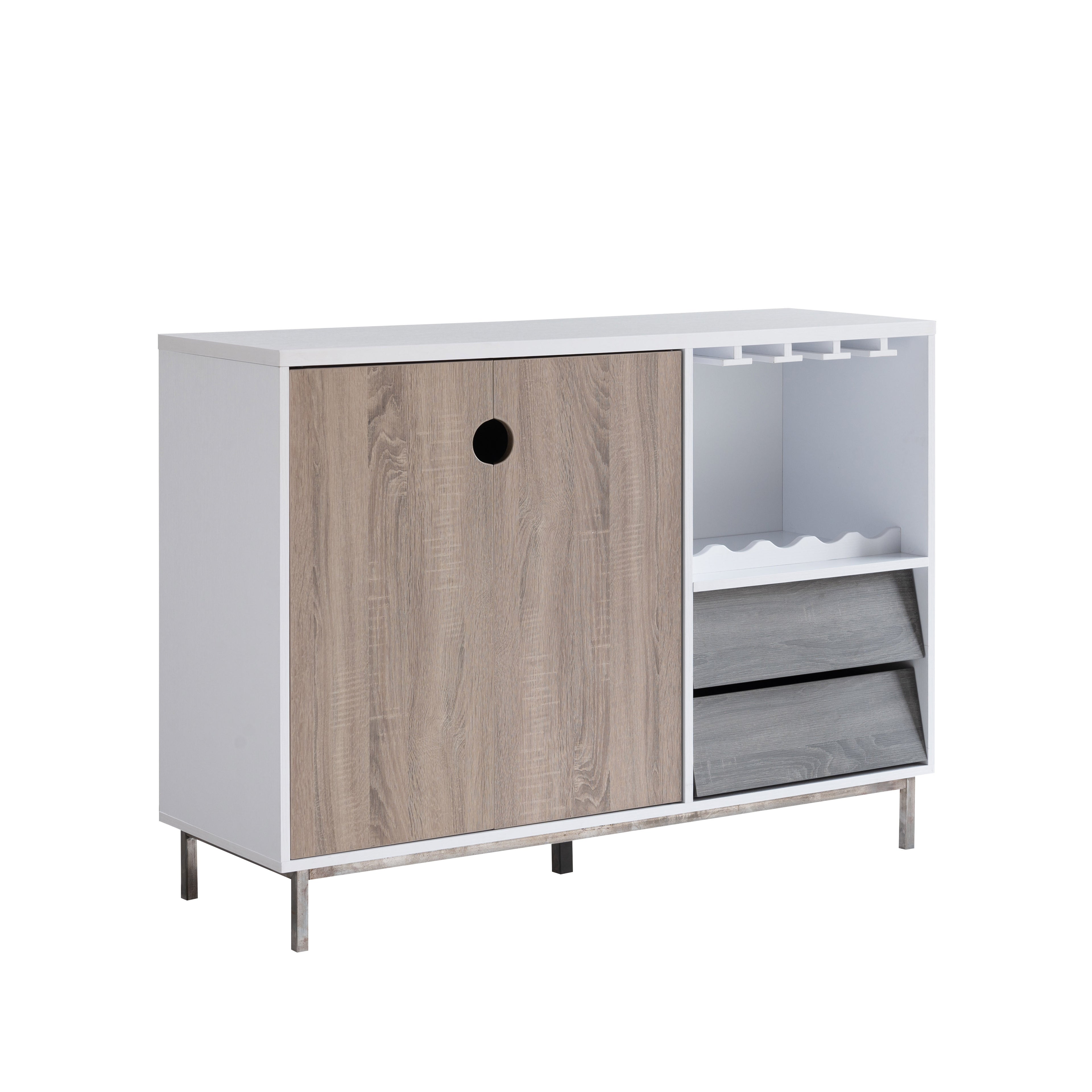 47" White Two Drawer Sideboard with Two Doors