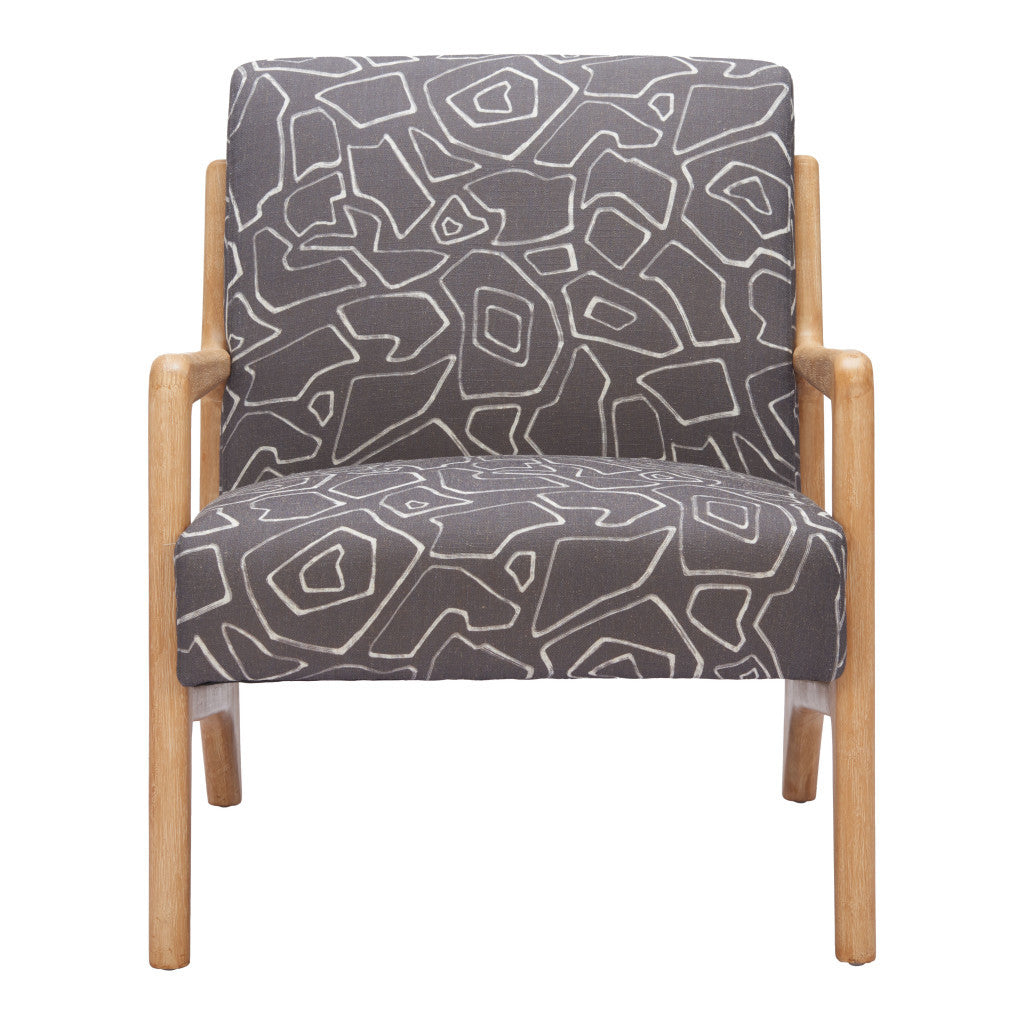 27" Gray and Natural Upholstered Arm Chair
