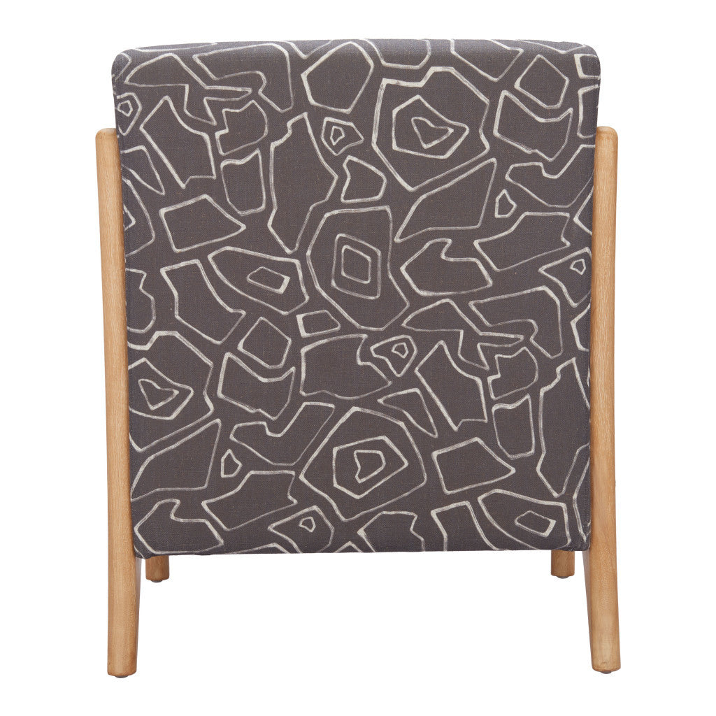 27" Gray and Natural Upholstered Arm Chair