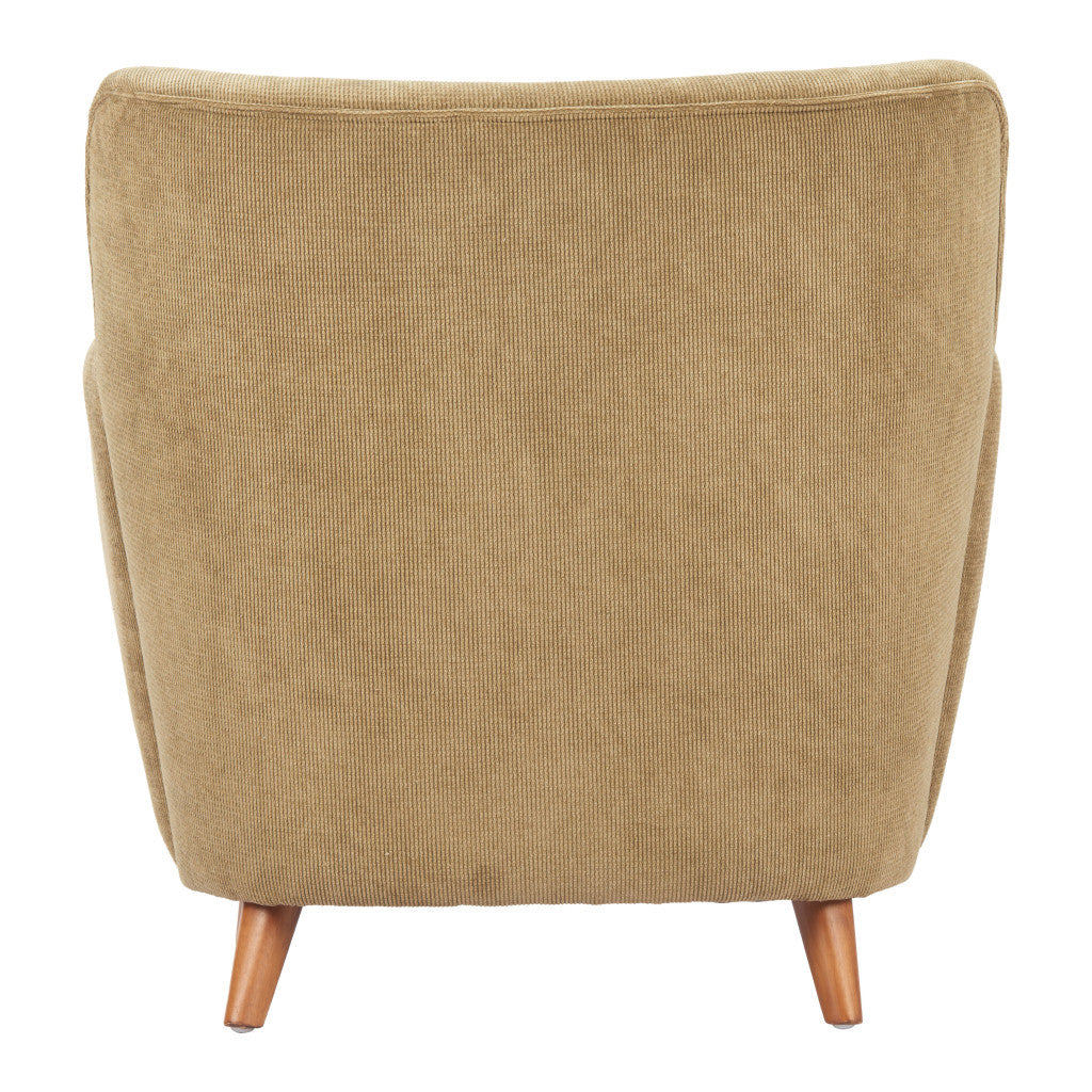 34" Green and Brown Upholstered Arm Chair