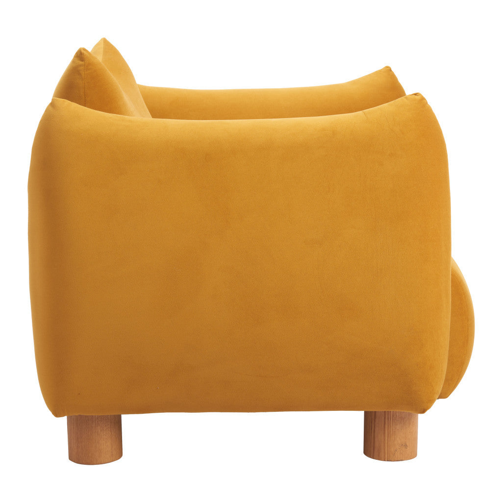 36" Mustard and Yellow Upholstered Arm Chair