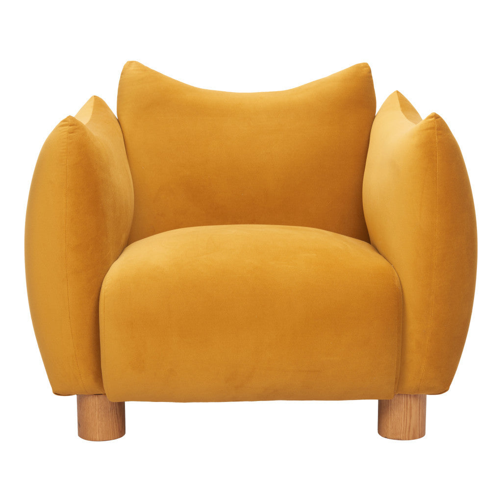 36" Mustard and Yellow Upholstered Arm Chair