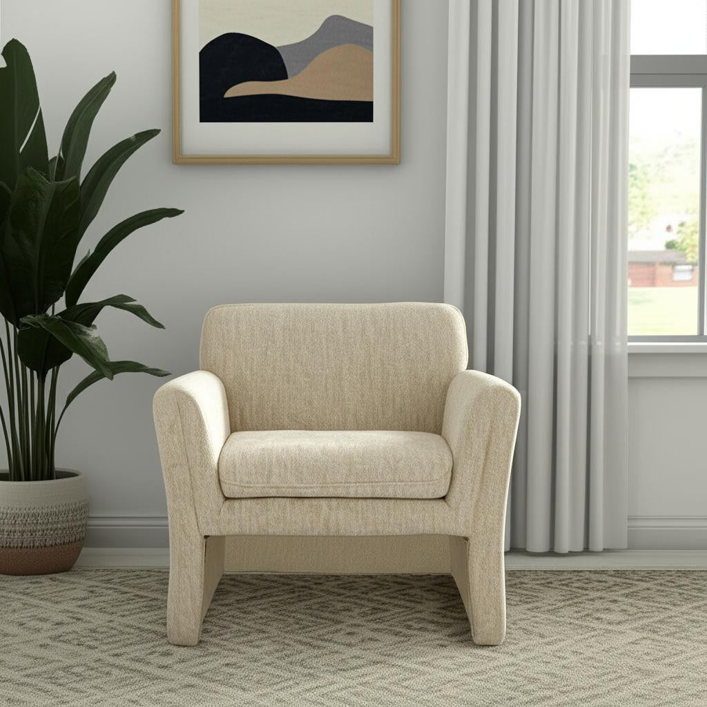 33" Beige Upholstered Arm Chair