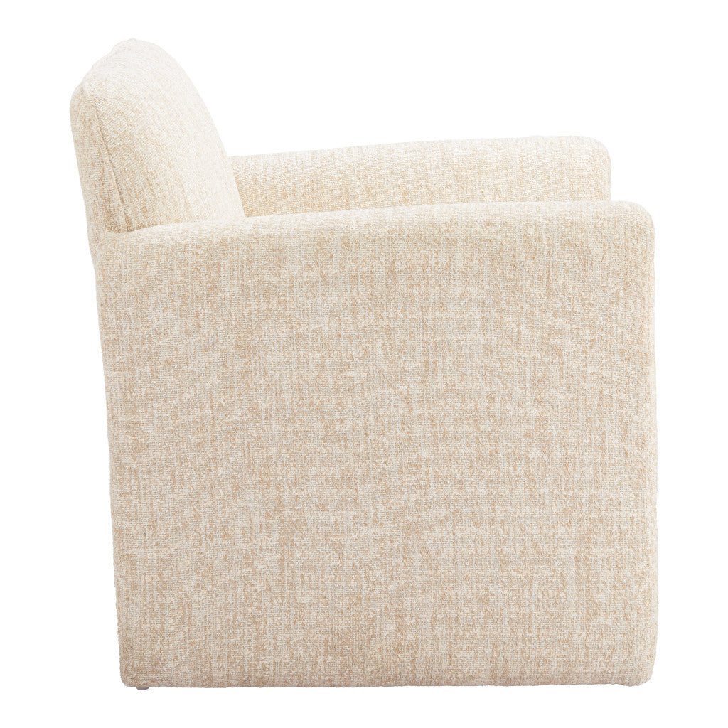 33" Beige Upholstered Arm Chair