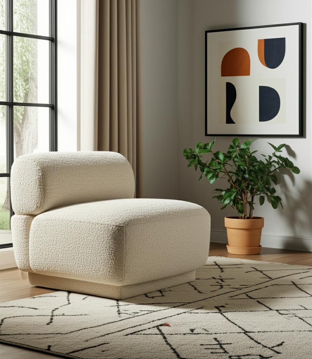 34" Beige Upholstered Side Chair