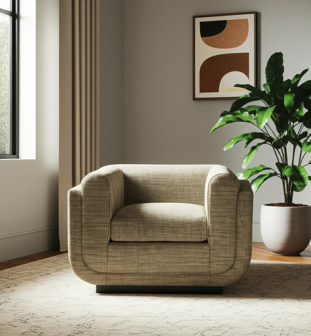 41" Green and Black Upholstered Arm Chair