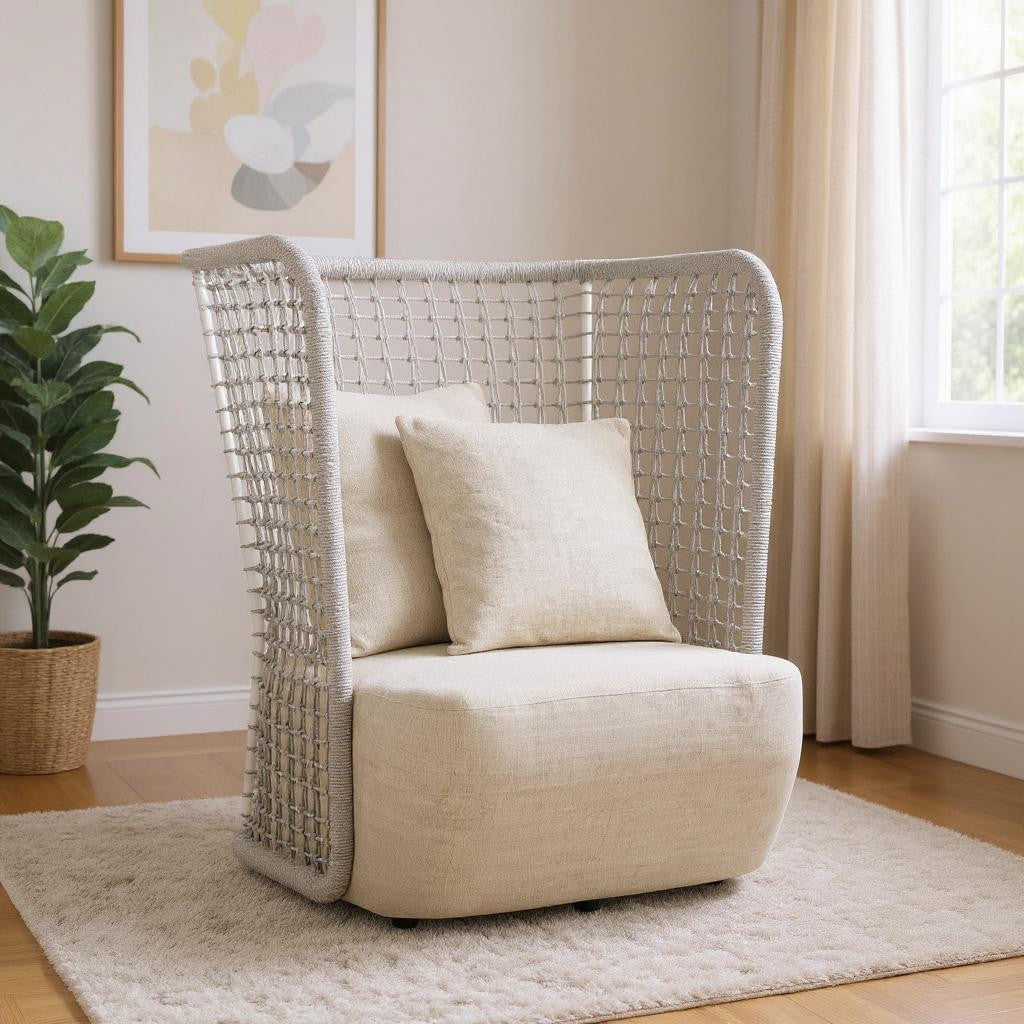 37" Beige and Black Fabric Side Chair