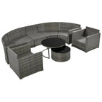 Two Piece Outdoor Gray Wicker Sectional Seating Group with Gray Cushions