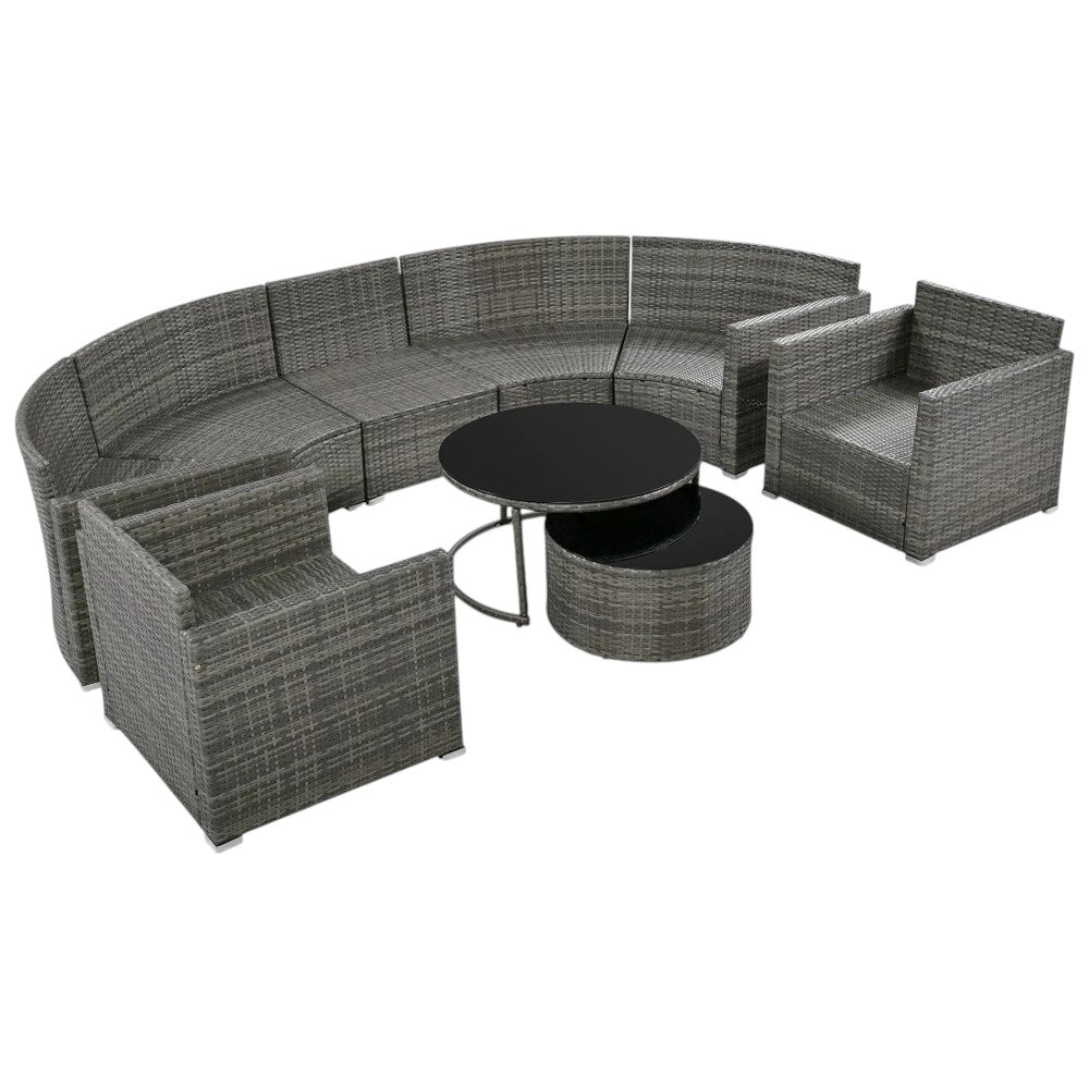Two Piece Outdoor Gray Wicker Sectional Seating Group with Gray Cushions