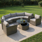 Two Piece Outdoor Gray Wicker Sectional Seating Group with Gray Cushions