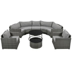 Two Piece Outdoor Gray Wicker Sectional Seating Group with Gray Cushions
