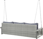 69" Gray Woven Rattan Outdoor Swing Chair with Gray Cushion