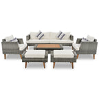 Four Piece Outdoor Gray Wicker Sofa Seating Group with Gray Cushions
