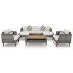Four Piece Outdoor Gray Wicker Sofa Seating Group with Gray Cushions