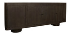 80" Dark Brown Distressed Solid Wood Sideboard Soft Close with Four Doors