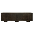 108" Dark Brown Distressed Solid Wood Sideboard Soft Close with Six Doors