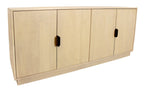 72" Natural Distressed Solid Wood Carved Geometric Sideboard with Four Doors