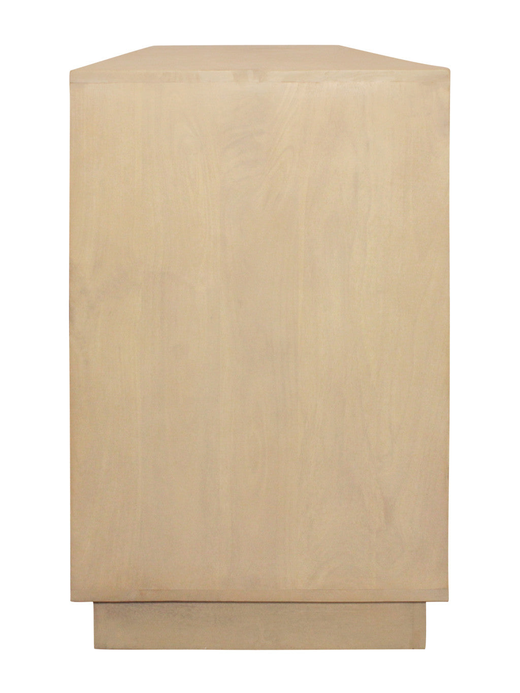 72" Natural Distressed Solid Wood Carved Geometric Sideboard with Four Doors