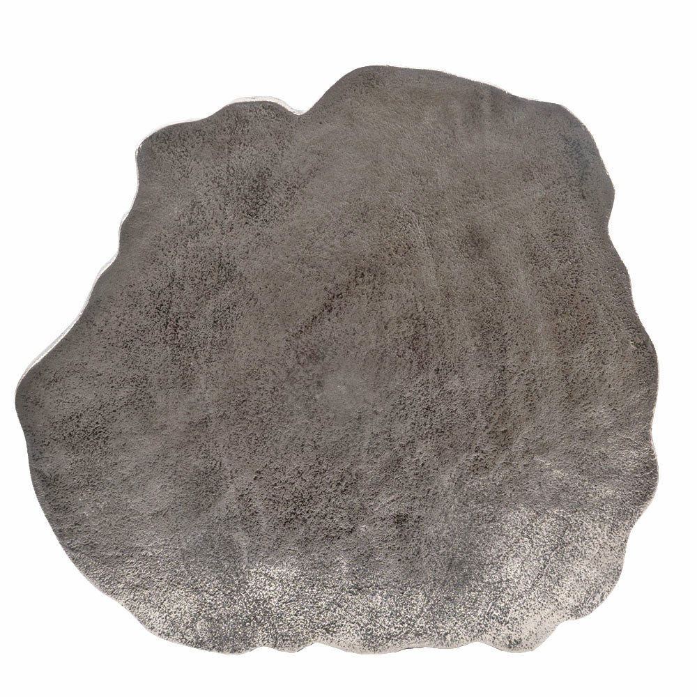 22" Silver and White Aluminum and Marble Pedestal End Table