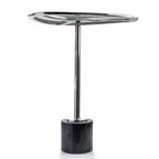 22" Smoky Black and Silver Aluminum Glass and Marble Pedestal End Table