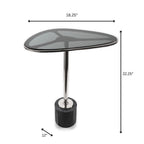 22" Smoky Black and Silver Aluminum Glass and Marble Pedestal End Table