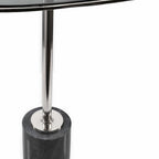 22" Smoky Black and Silver Aluminum Glass and Marble Pedestal End Table
