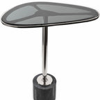 22" Smoky Black and Silver Aluminum Glass and Marble Pedestal End Table