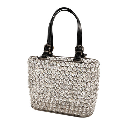11" Black And Silver Crystals And Metal Magazine Holder