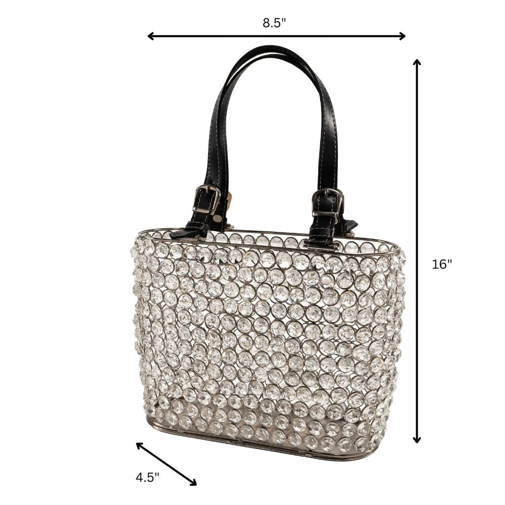 11" Black And Silver Crystals And Metal Magazine Holder