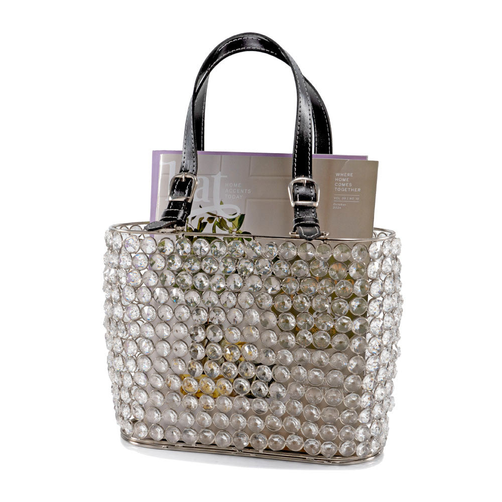 11" Black And Silver Crystals And Metal Magazine Holder