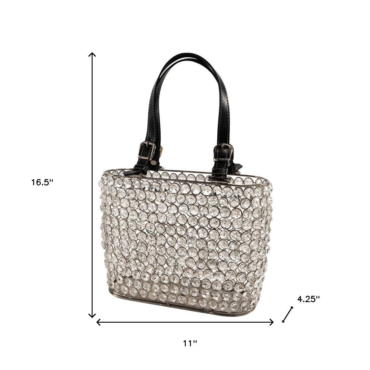 11" Black And Silver Crystals And Metal Magazine Holder