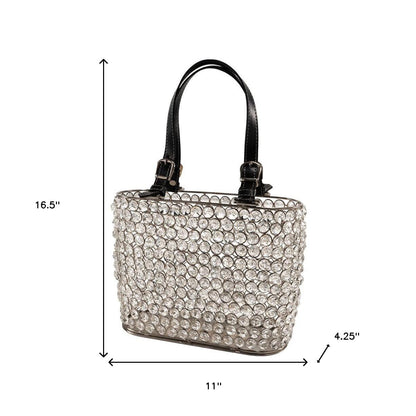 11" Black And Silver Crystals And Metal Magazine Holder
