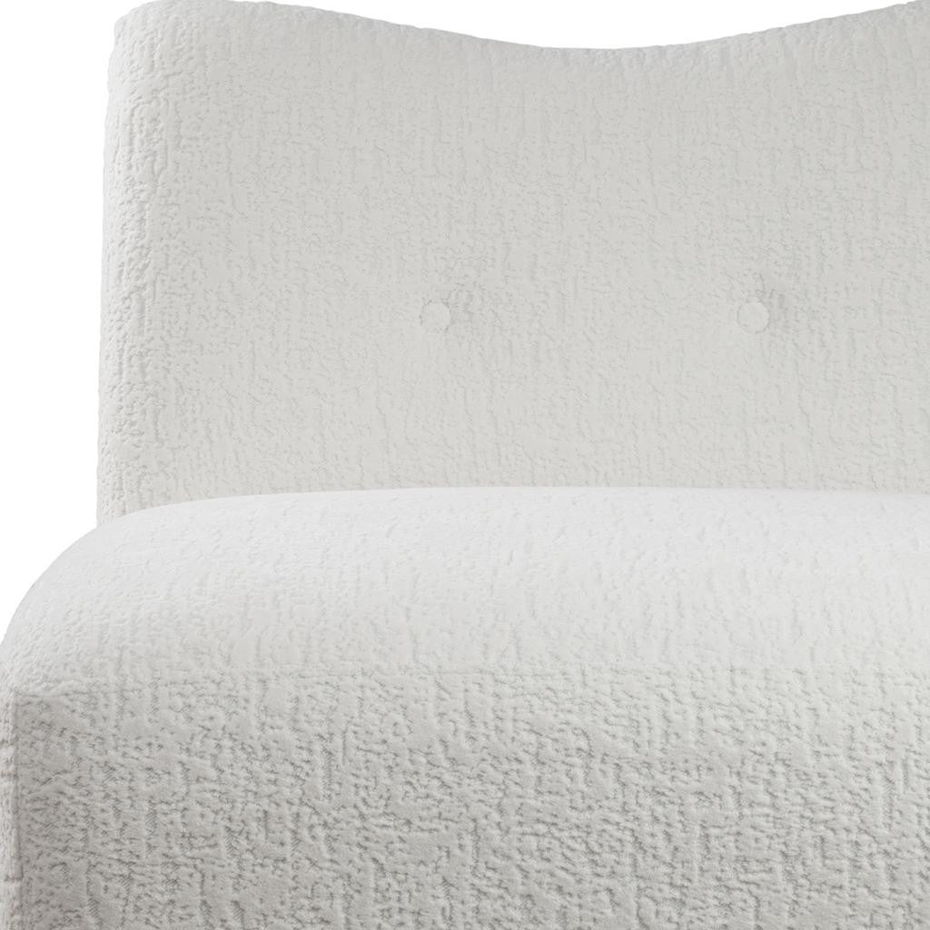 31" White and Natural Fabric Side Chair