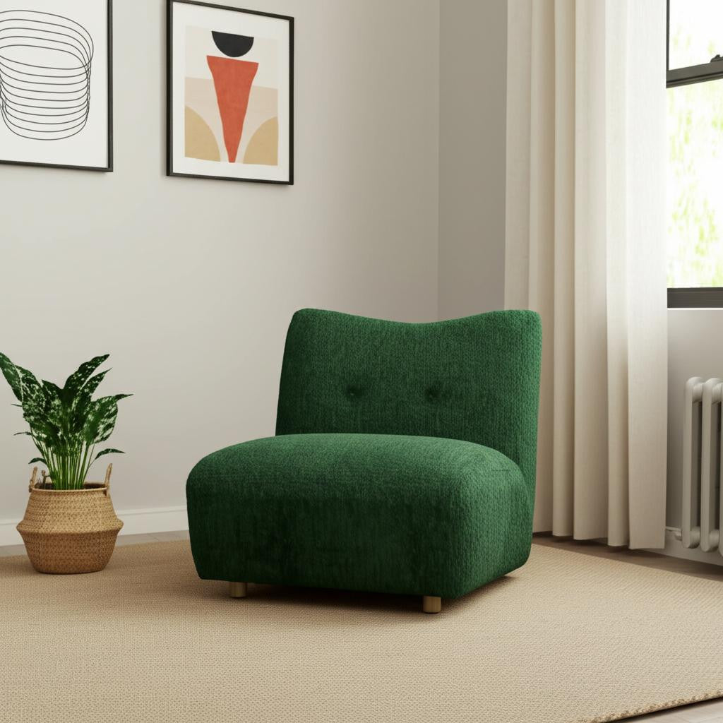 31" Green and Natural Fabric Side Chair
