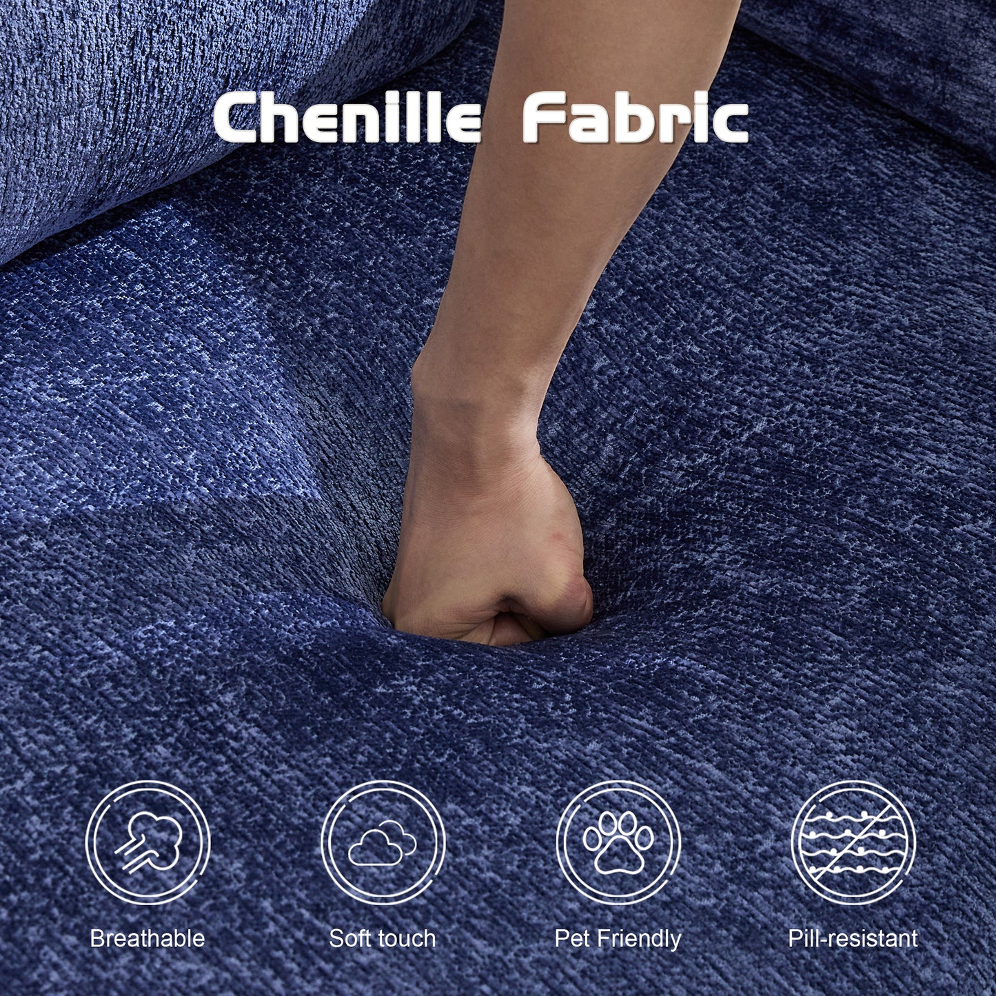 Compression Sofa,Convertible Floor Sofa Bed With Fixed-Shape Frame, Loveseats Boneless Modular Sectional Sofa,No Assembly Required,Chenille Fabric,for Living Room Bedroom,Dark Blue