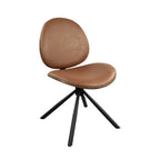 Brown and Black Faux Leather And Metal Dining Side Chair