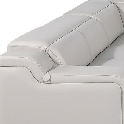 Light Gray Italian Leather Power Reclining U Shaped Eight Piece Corner Sectional With Console