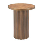 22" Brown Steel Round Pedestal End Table
