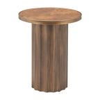 22" Brown Steel Round Pedestal End Table