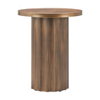 22" Brown Steel Round Pedestal End Table