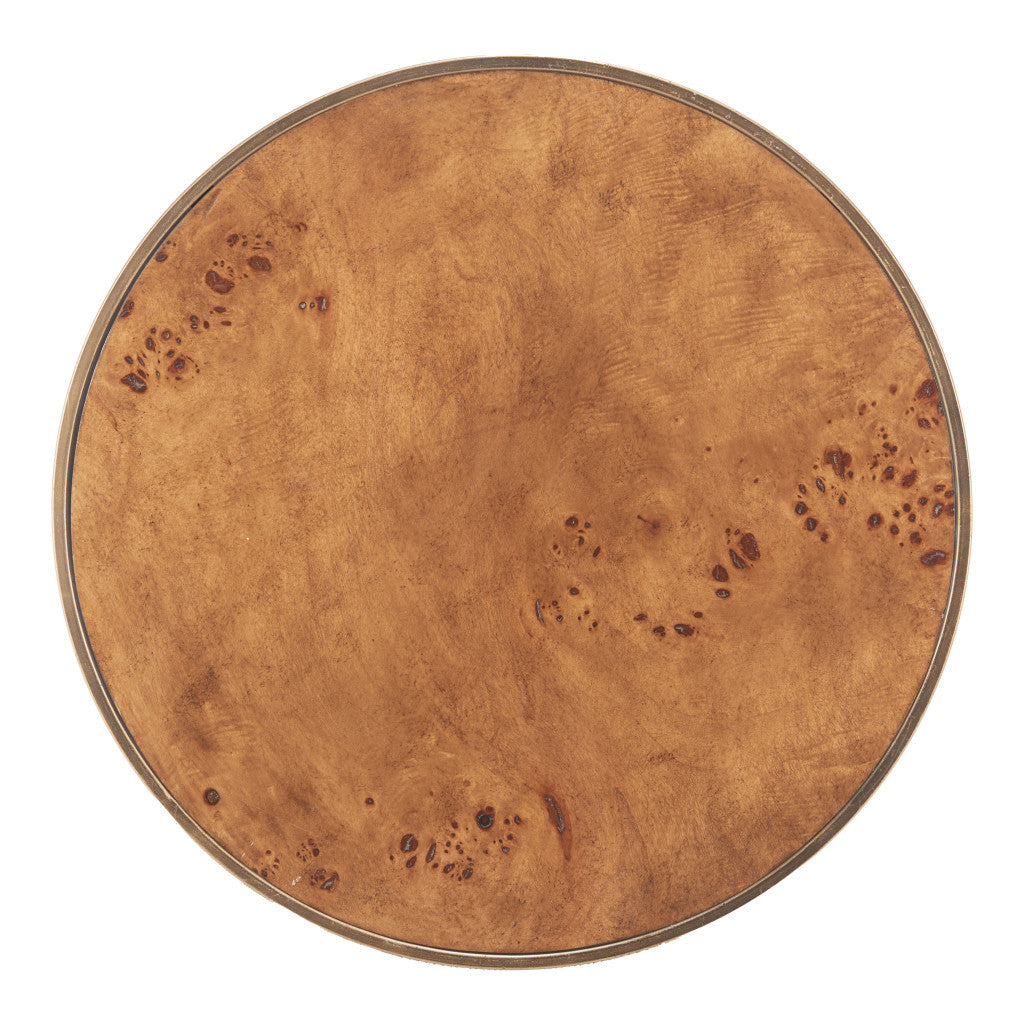 22" Brown Steel Round Pedestal End Table