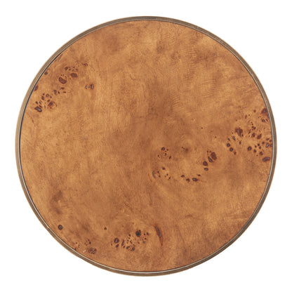 22" Brown Steel Round Pedestal End Table