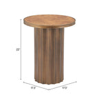 22" Brown Steel Round Pedestal End Table