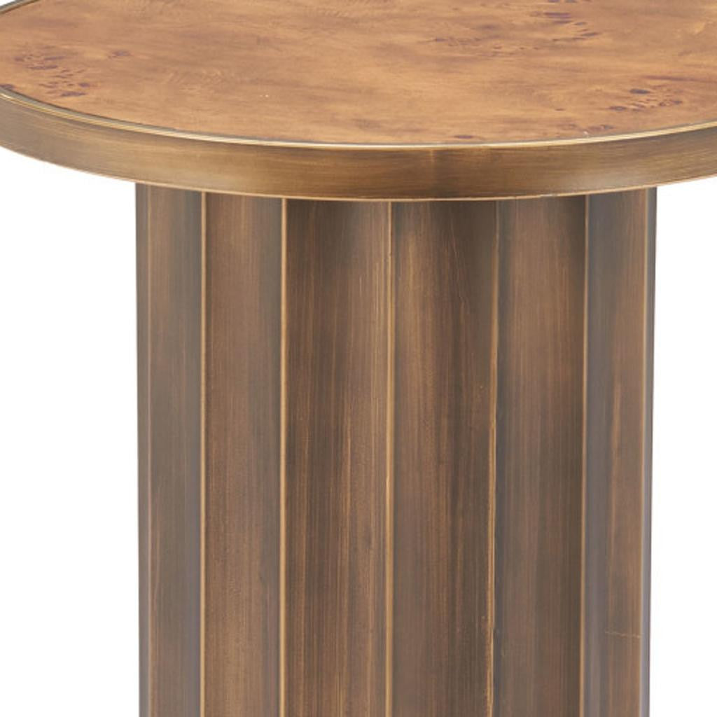 22" Brown Steel Round Pedestal End Table