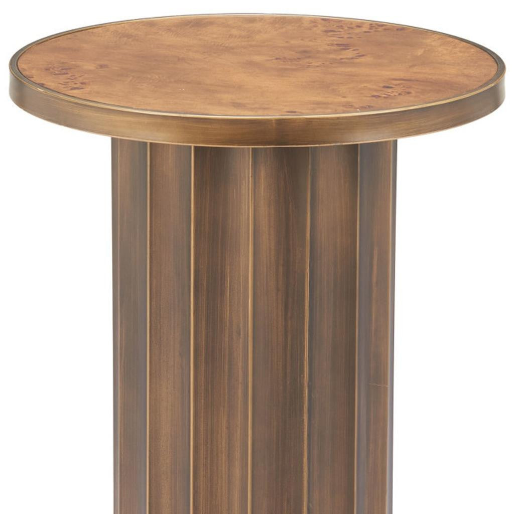 22" Brown Steel Round Pedestal End Table