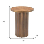22" Brown Steel Round Pedestal End Table