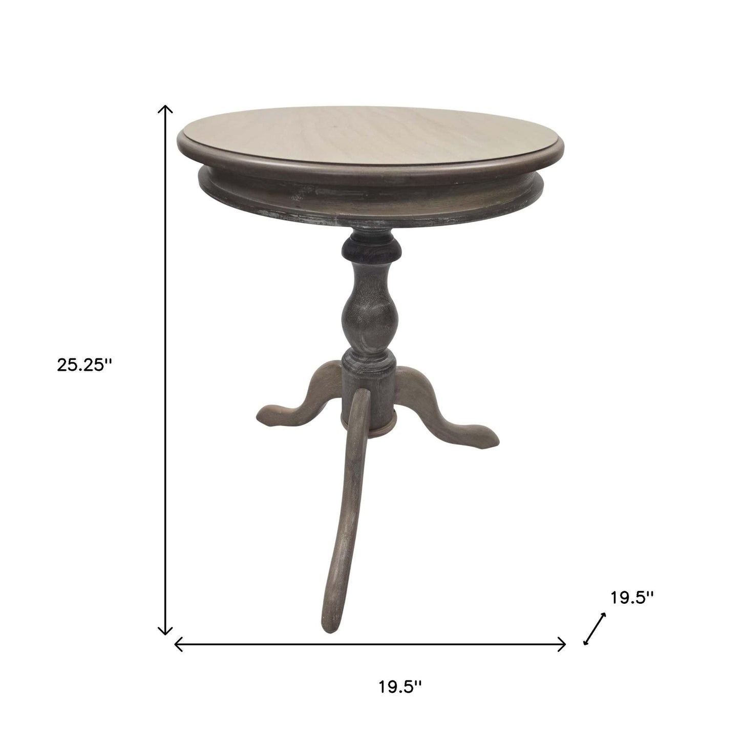 25" Natural Solid Wood Round Pedestal End Table